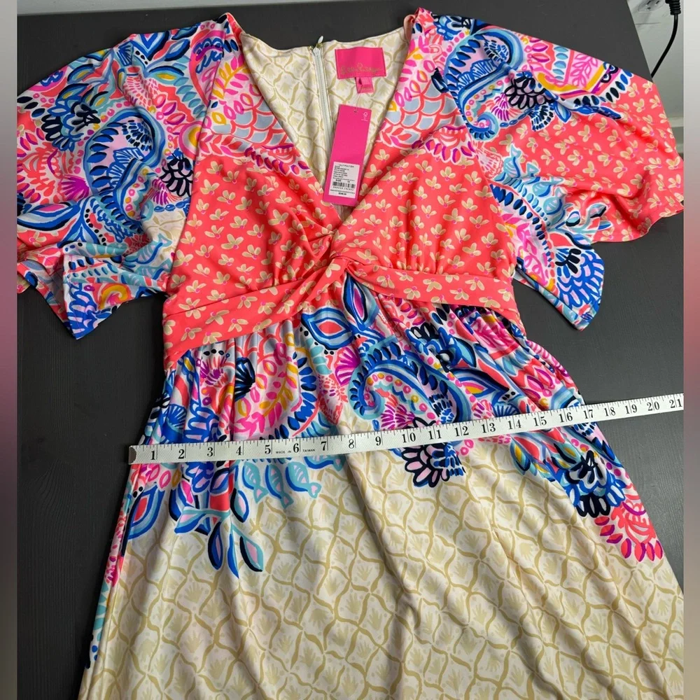 Lilly Pulitzer Coral Pink Blue Printed Maxi Dress - Picture 6 of 7